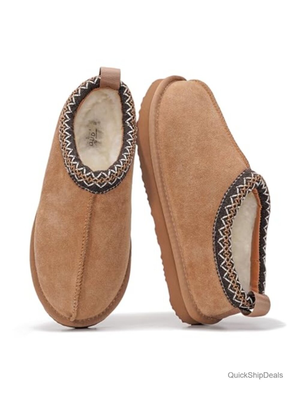 Genuine Leather Shearling Fur-Lined Slippers Slip-On House Shoes